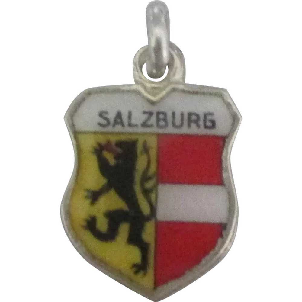 Vintage Enamel 800 Silver Salzburg Travel Shield … - image 1