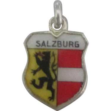 Vintage Enamel 800 Silver Salzburg Travel Shield … - image 1
