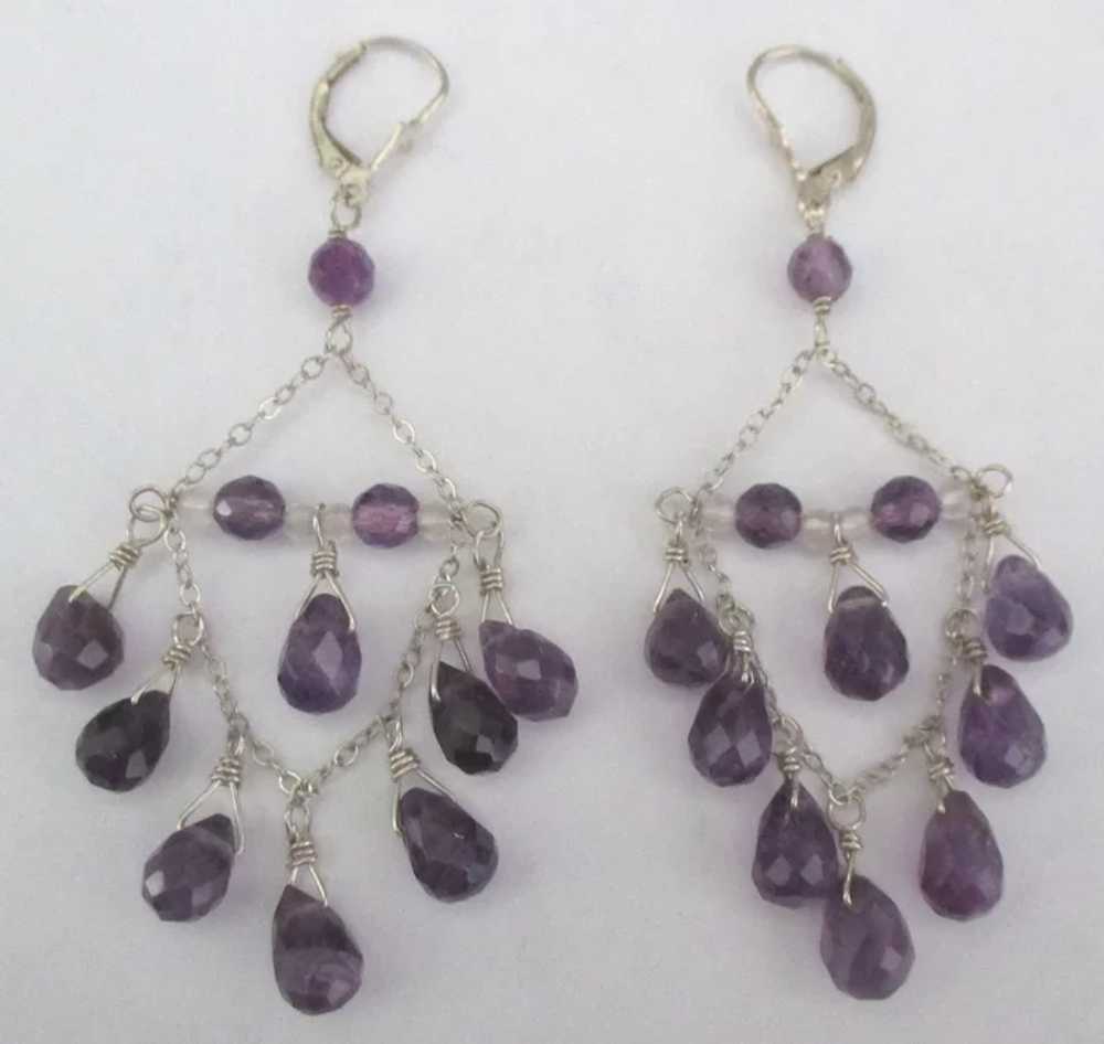 Stunning Sterling Amethyst Chandelier Lever Back … - image 2