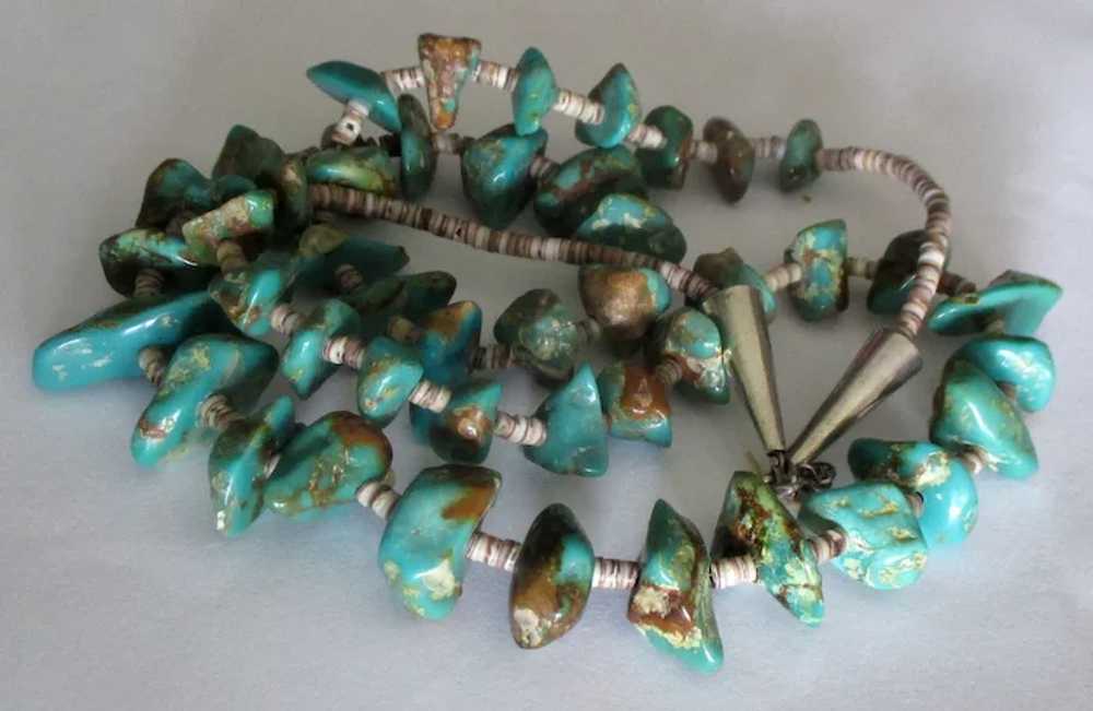Exceptional Vintage NA Navajo Turquoise Nugget He… - image 2
