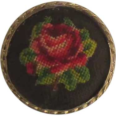 Lovely Petite Point Rose Brooch - image 1