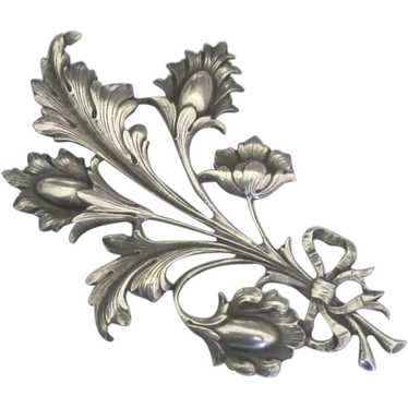 Large Guglielmo Cini Sterling Flower Spray Brooch