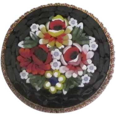 Lovely Vintage Italian Micro Mosaic Floral Brooch-