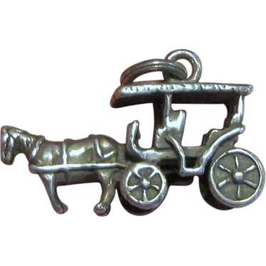 Older Horse & Buggy Sterling Silver Charm - image 1