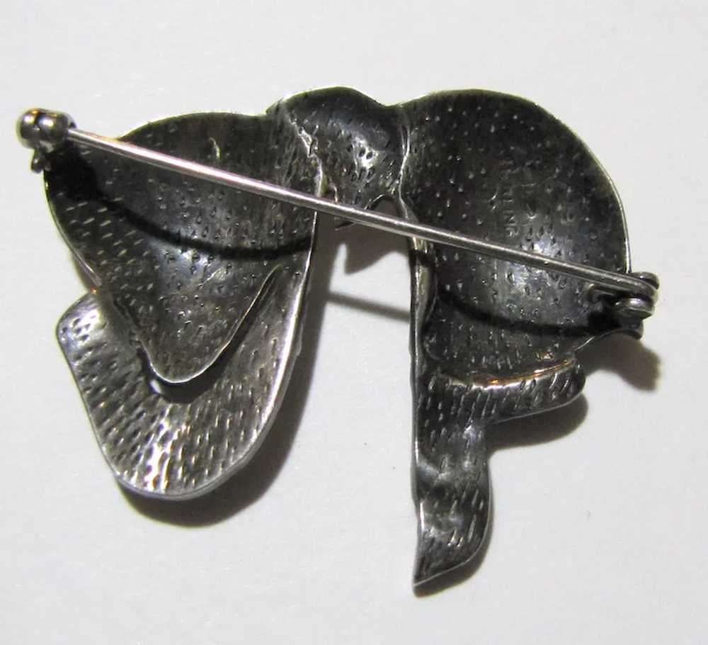 Shimmering Sterling & Marcasite Bow Pin - image 2
