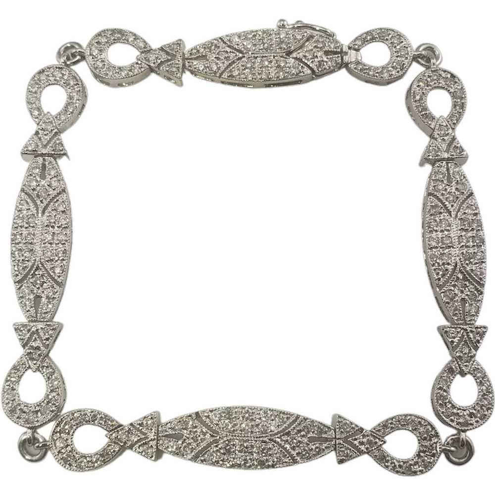 Vintage 14 Karat White Gold and Diamond Bracelet - image 1