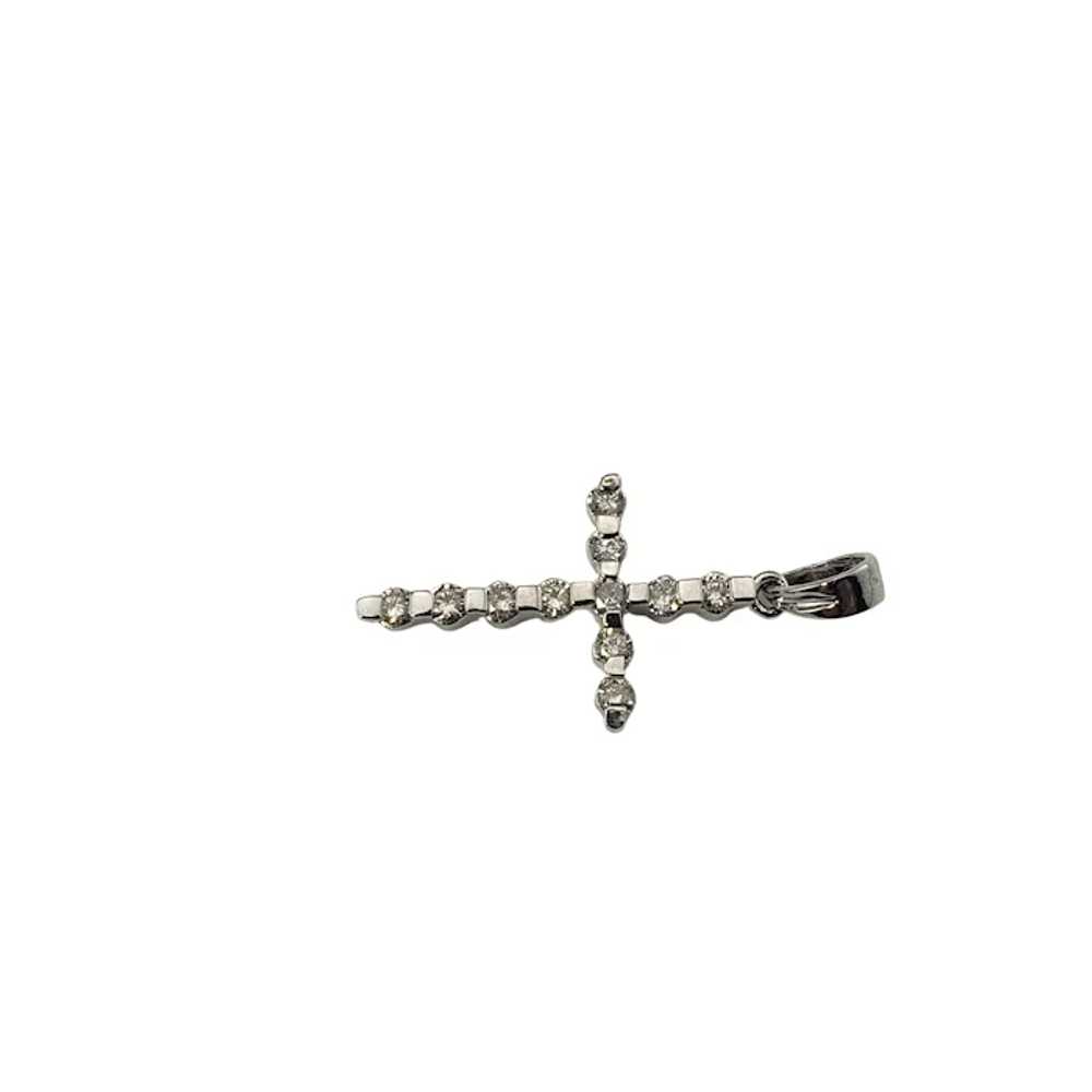 Vintage 14 Karat White Gold and Diamond Cross Pen… - image 3
