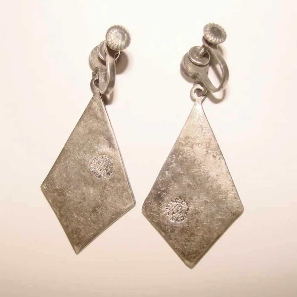 Gorgeous Mexican Sterling Inlay Vintage Earrings - image 2