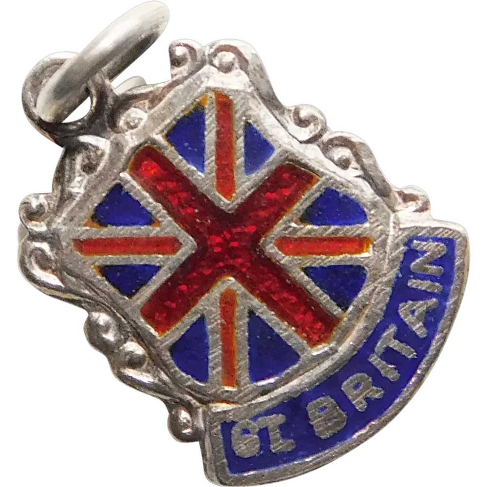 800 Silver & Enamel GREAT BRITAIN Charm - Souveni… - image 1