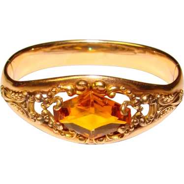 Fabulous Antique Ornate Amber Glass Stone Bangle B