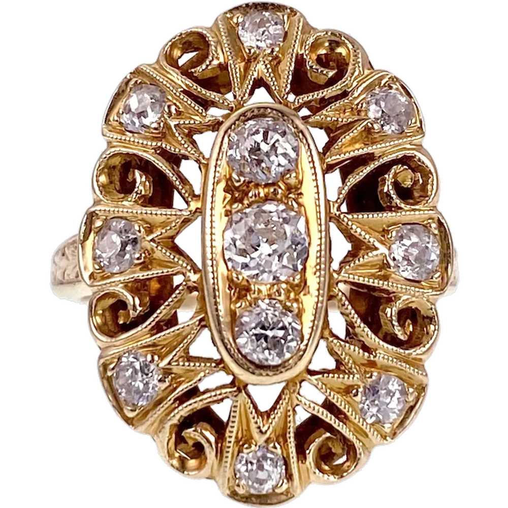 Antique Edwardian 14K & Diamond Ring - image 1