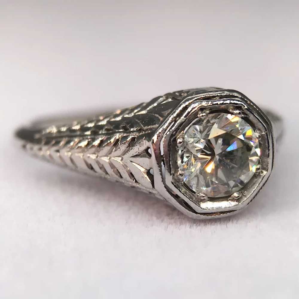 Antique Platinum Art Deco Half Carat Diamond Soli… - image 2