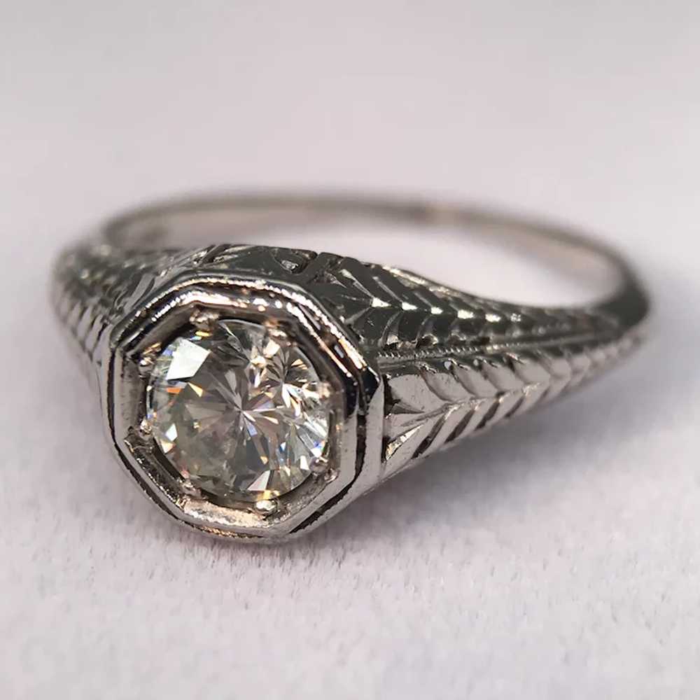 Antique Platinum Art Deco Half Carat Diamond Soli… - image 6