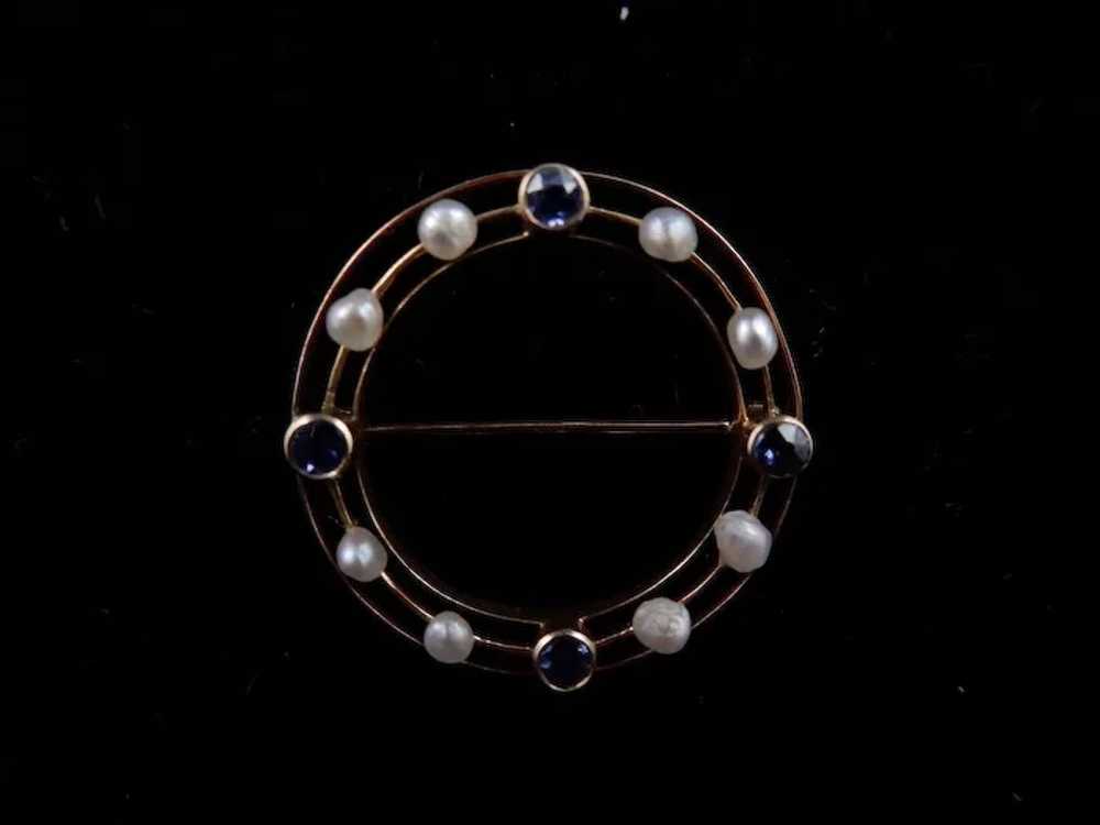 Sapphire and Seed Pearl Pin - image 4