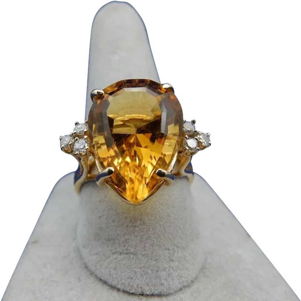 Estate Citrine and Diamond Ring - image 1