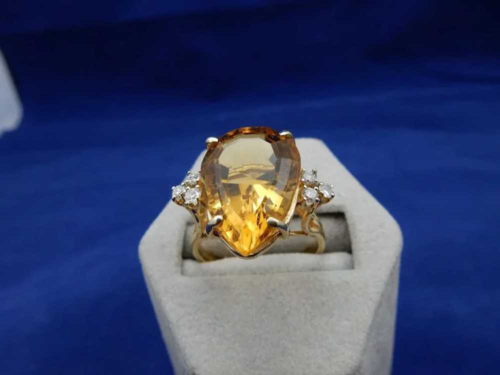 Estate Citrine and Diamond Ring - image 3