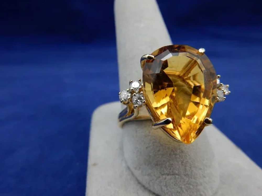 Estate Citrine and Diamond Ring - image 4