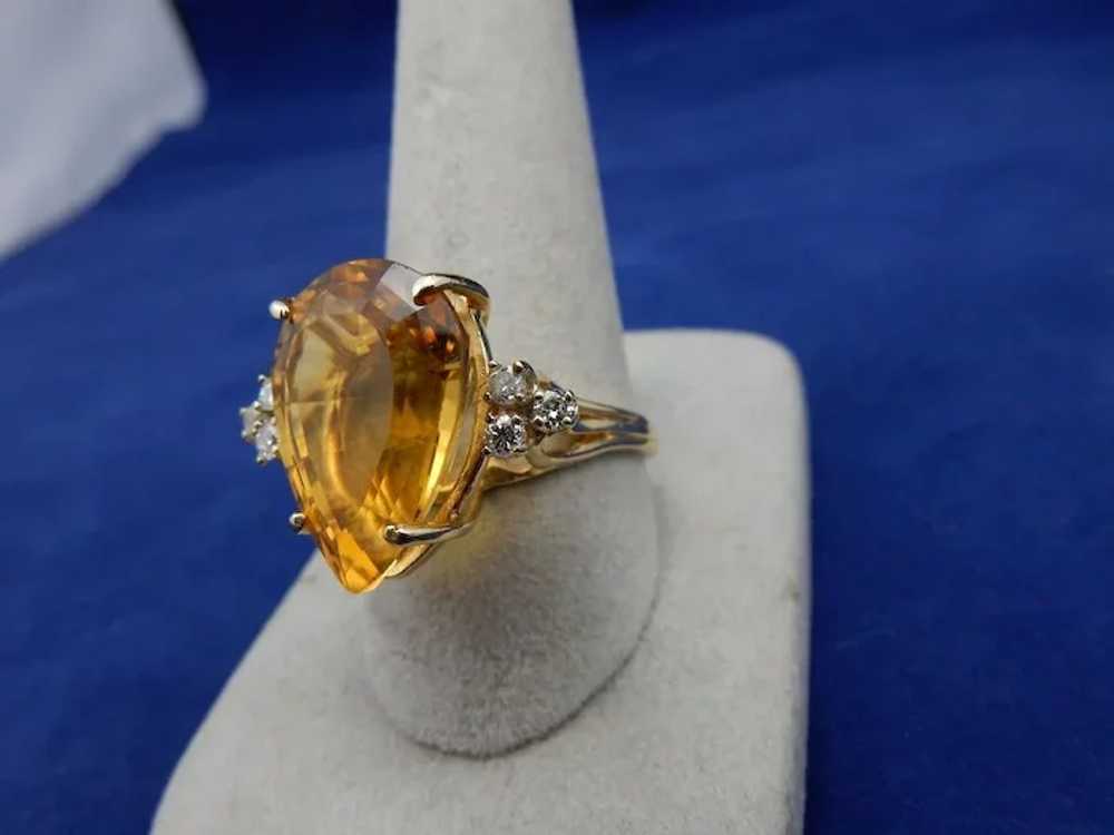 Estate Citrine and Diamond Ring - image 5