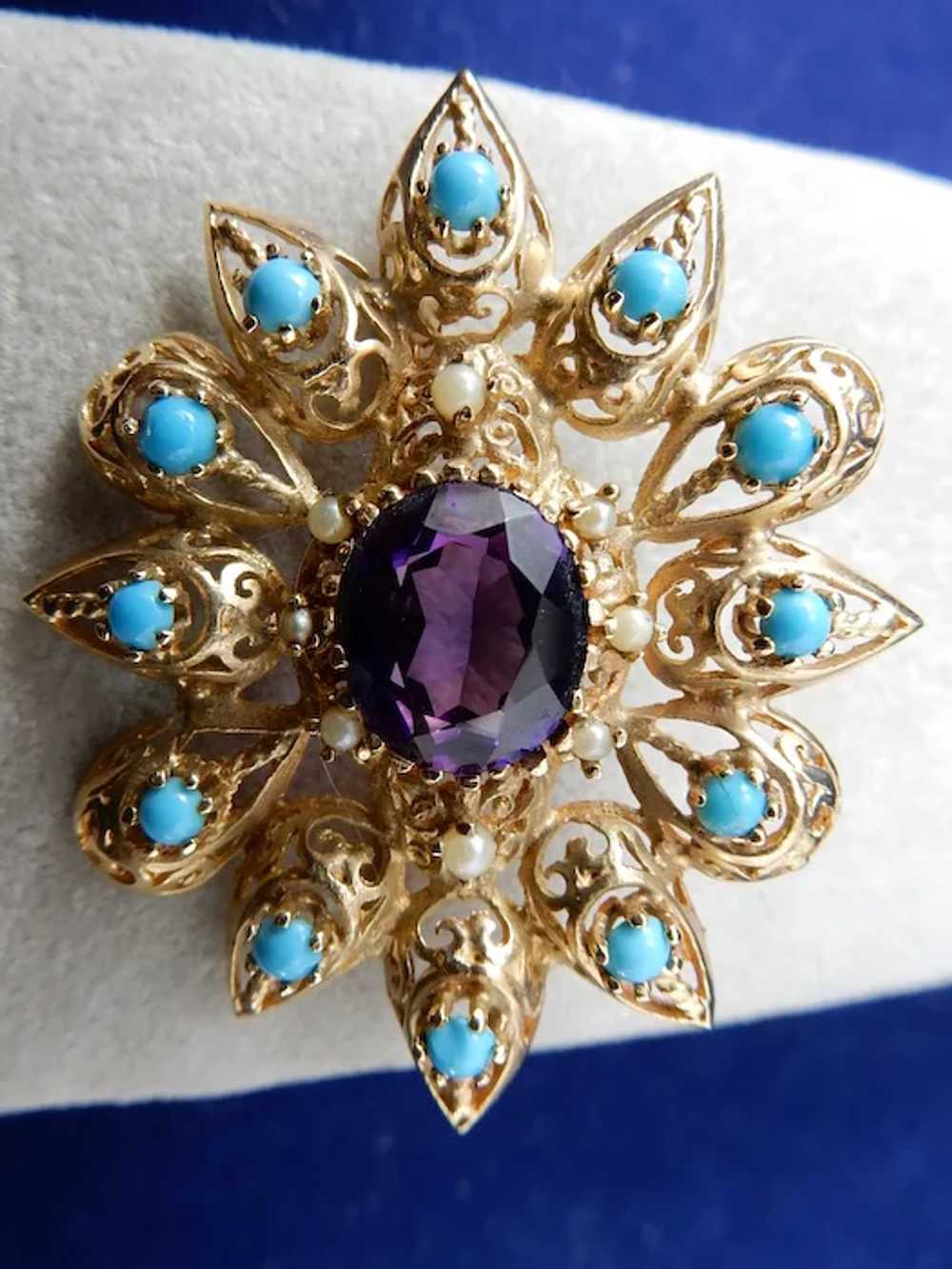 14 karat Amethyst Brooch - image 2