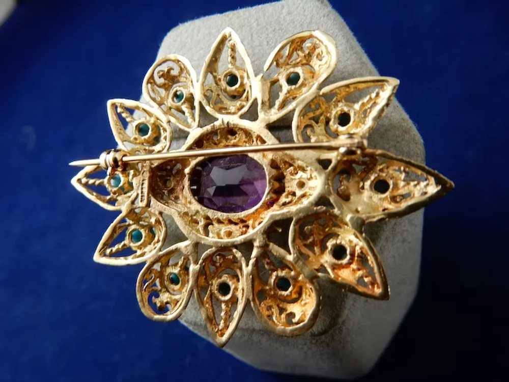 14 karat Amethyst Brooch - image 7