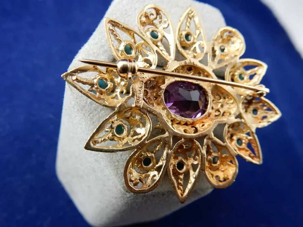 14 karat Amethyst Brooch - image 9