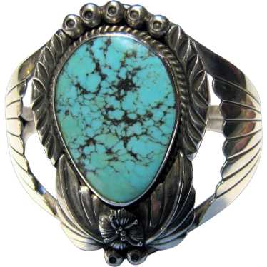 Very Important Vintage Native American Navajo Lone Mountain Turquoise Sterling Silver Bracelet Very Important Vintage Native American Navajo Lone Mountain Turquoise Sterling Silver Bracelet