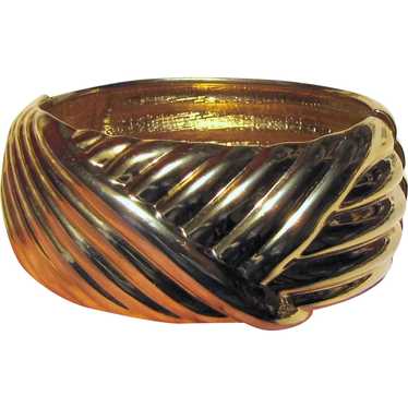 Elegant Vintage Wide Goldtone Clamper Bracelet - image 1