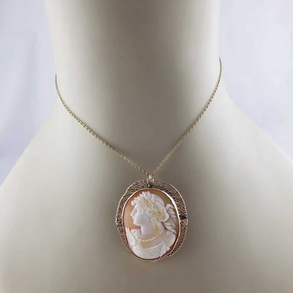 Vintage 14 Karat Rose Gold Cameo Brooch/Pendant - image 8