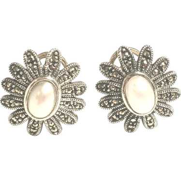 Judith Jack Sterling Silver Marcasite and Pearl D… - image 1