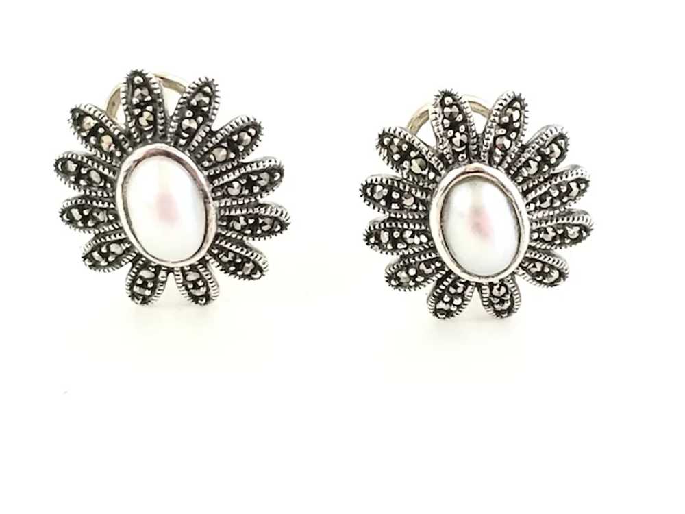 Judith Jack Sterling Silver Marcasite and Pearl D… - image 3