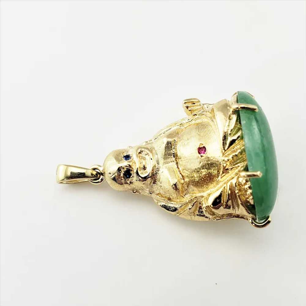 Vintage 10 Karat Yellow Gold Buddha and Jadeite P… - image 2