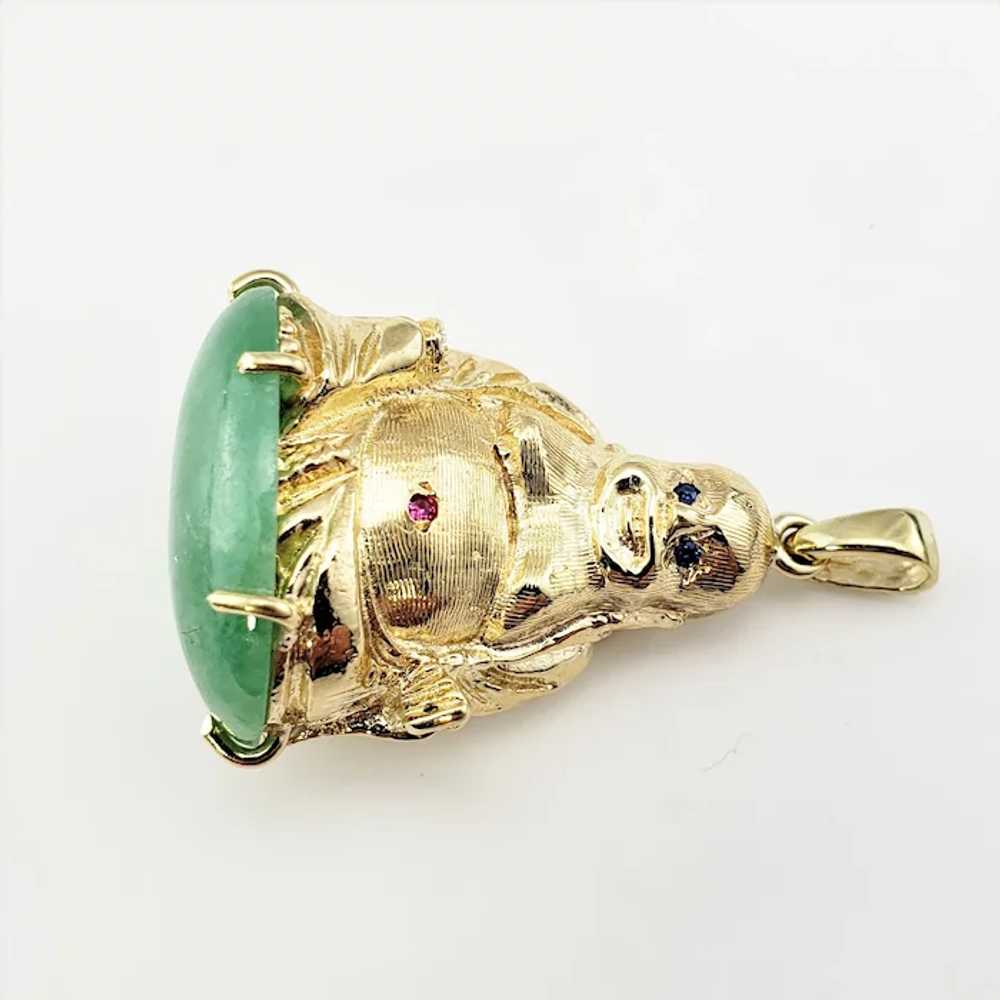 Vintage 10 Karat Yellow Gold Buddha and Jadeite P… - image 3