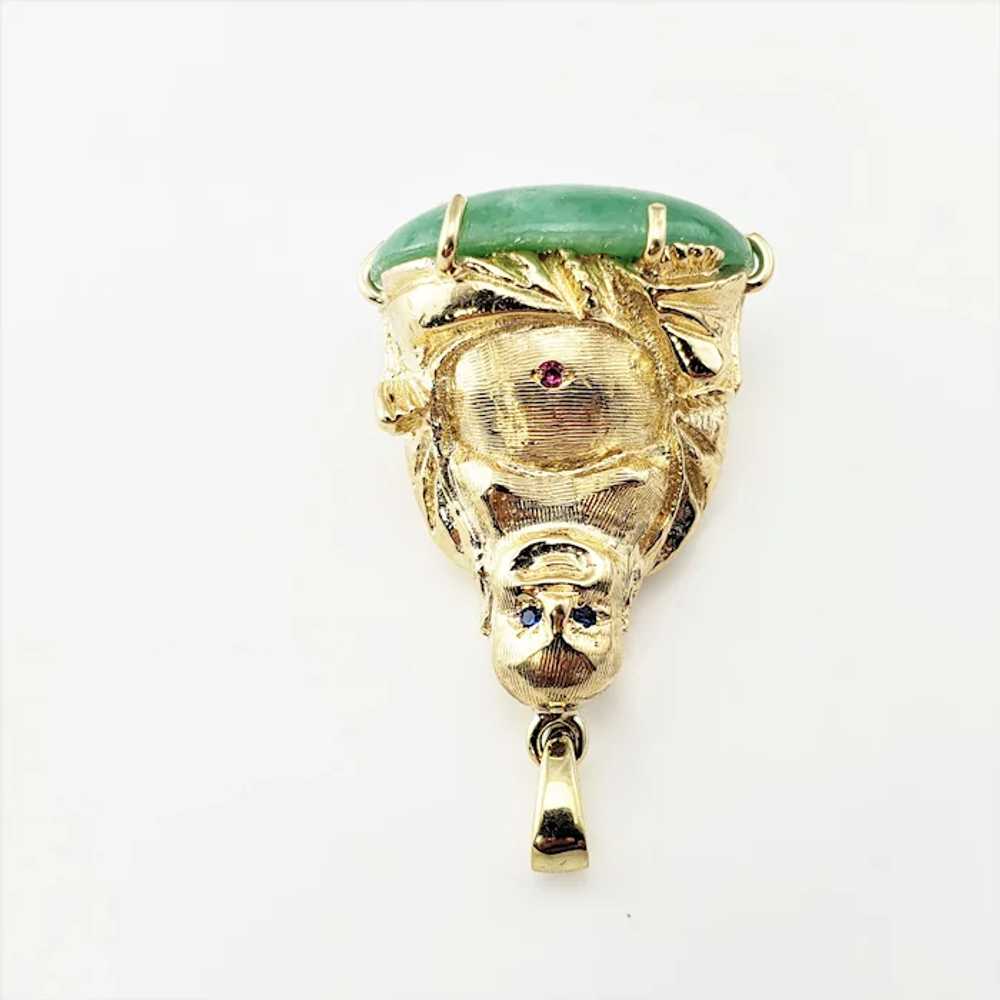 Vintage 10 Karat Yellow Gold Buddha and Jadeite P… - image 4