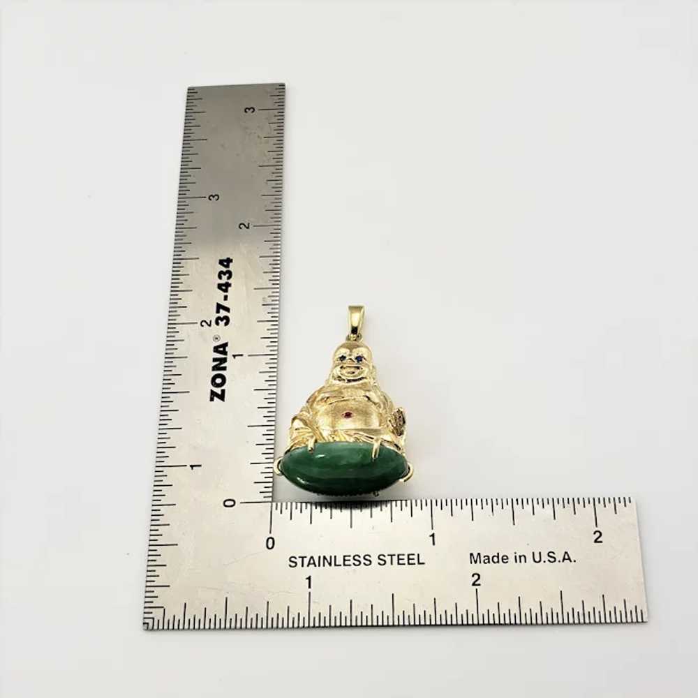 Vintage 10 Karat Yellow Gold Buddha and Jadeite P… - image 8