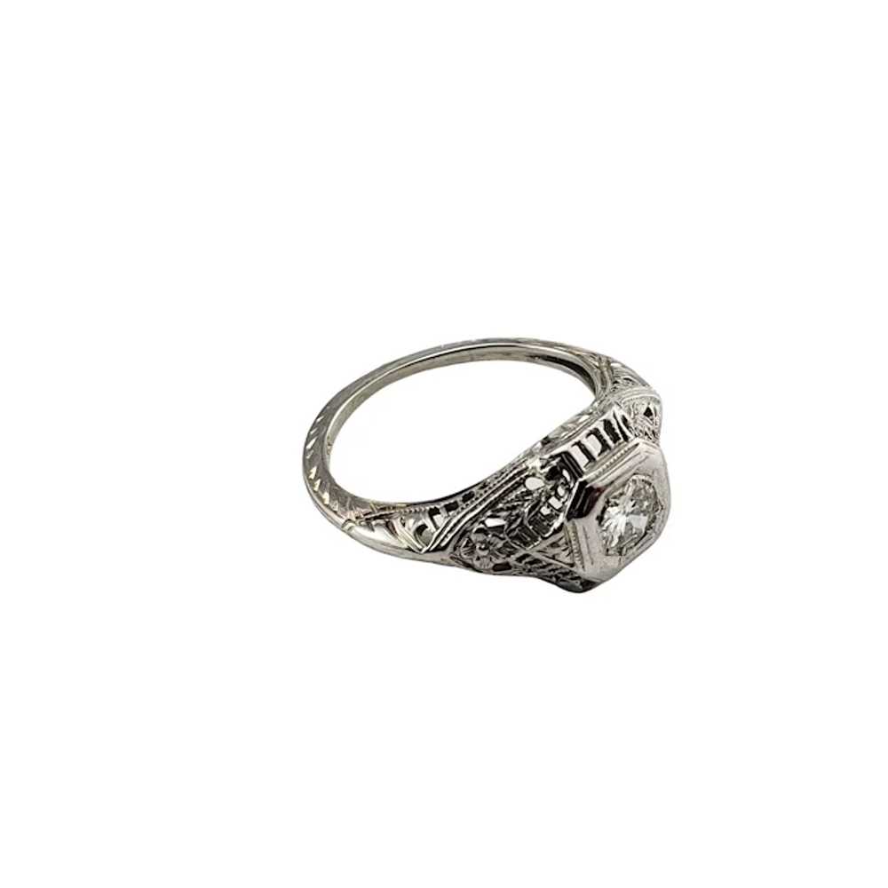 Vintage 14 Karat White Gold Filigree Diamond Ring… - image 3