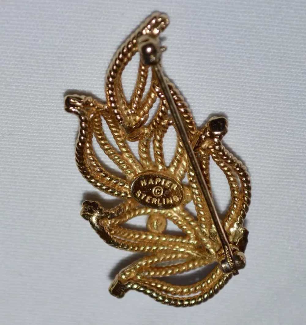 Napier Sterling Silver Vermeil Beadwork Leaf Spra… - image 4