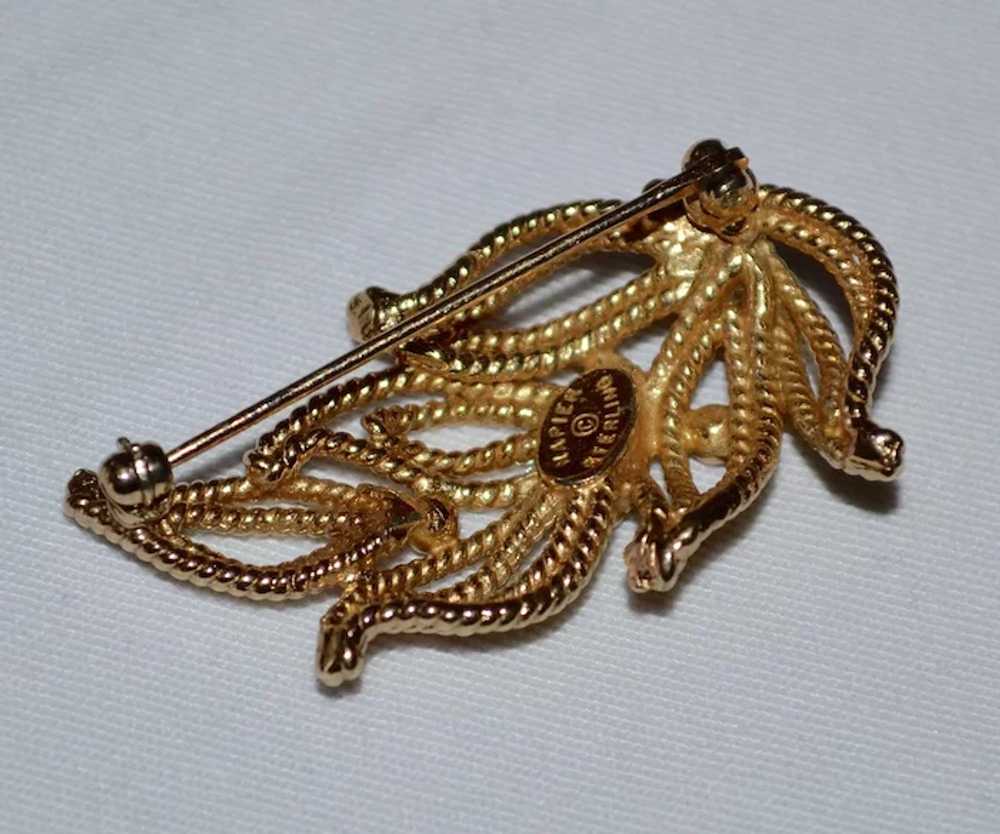 Napier Sterling Silver Vermeil Beadwork Leaf Spra… - image 5