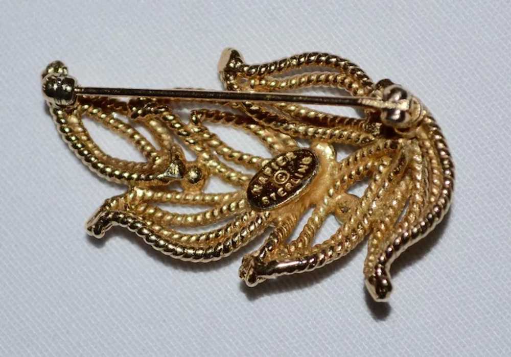 Napier Sterling Silver Vermeil Beadwork Leaf Spra… - image 6