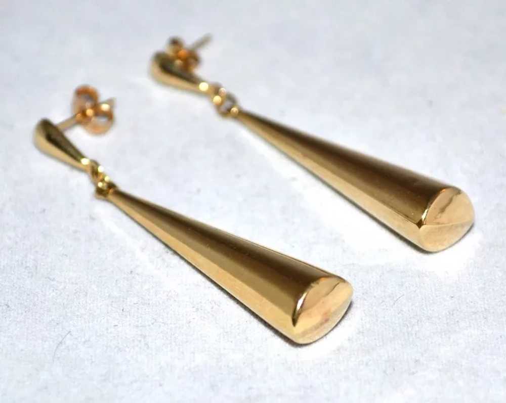 Circa 1970s 14K Gold Cone-Shaped Dangle Earrings - image 4