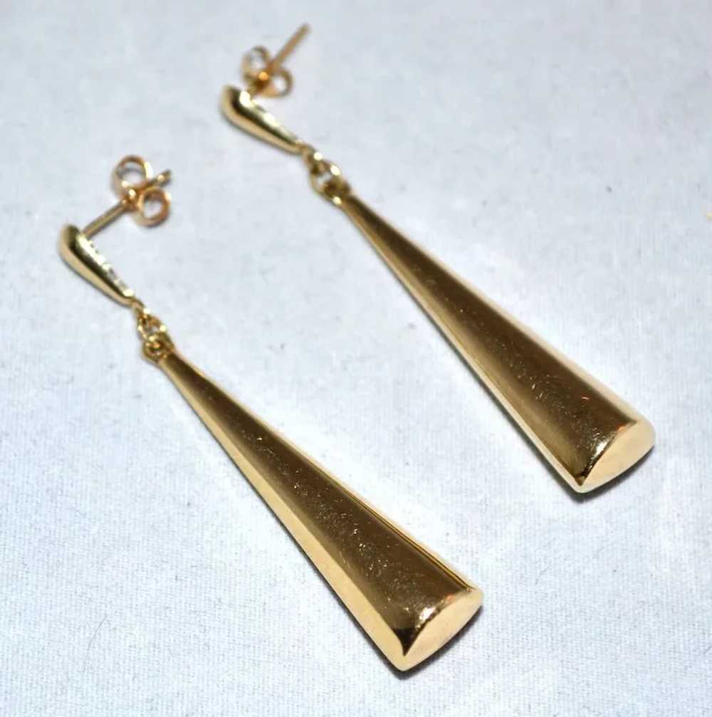 Circa 1970s 14K Gold Cone-Shaped Dangle Earrings - image 5