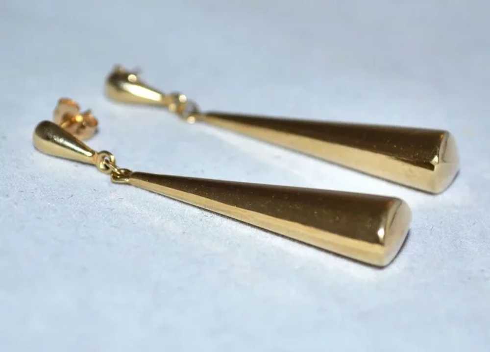 Circa 1970s 14K Gold Cone-Shaped Dangle Earrings - image 6