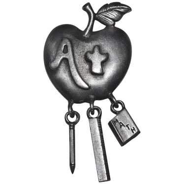 Gunmetal Gray Teacher or Student's Apple Dangle P… - image 1