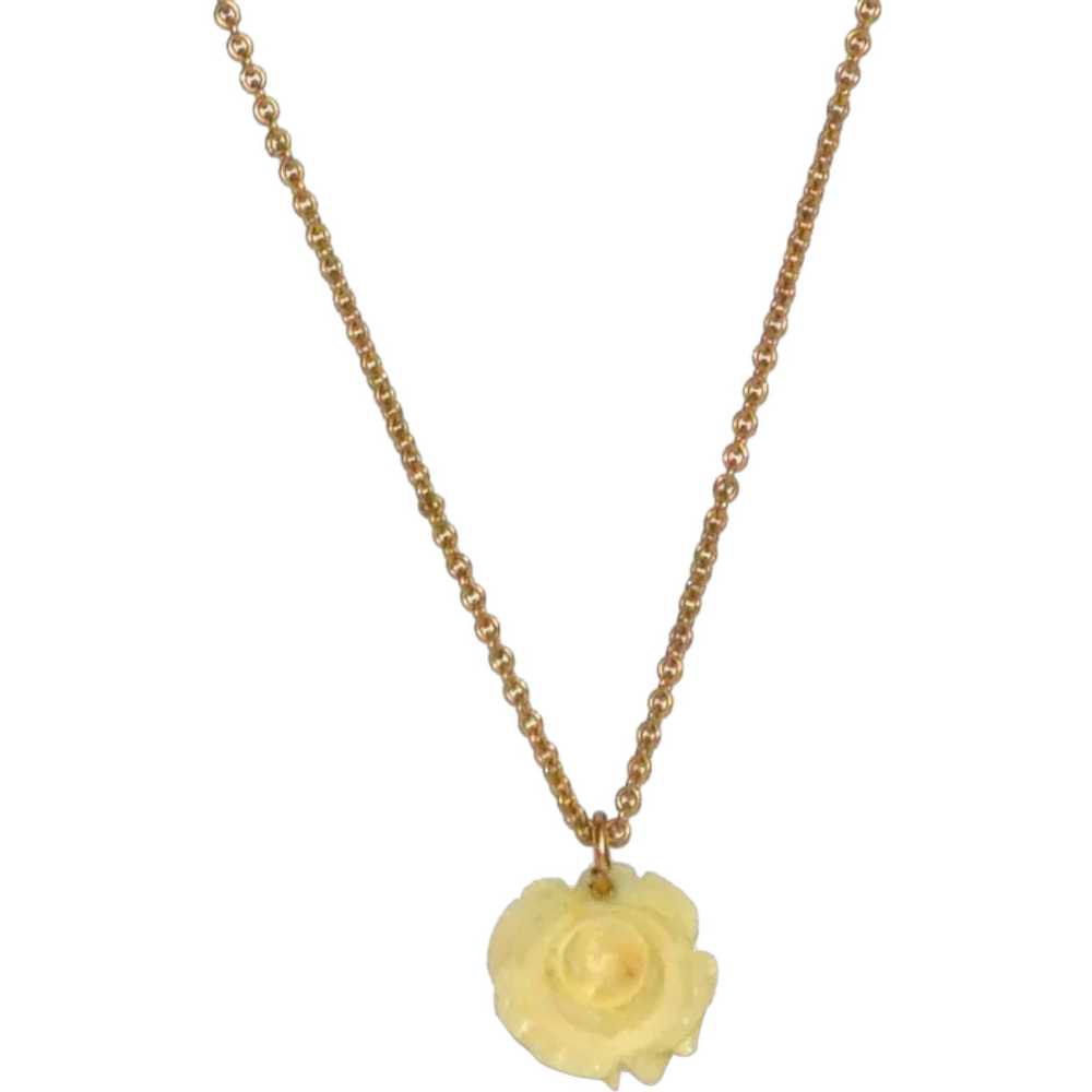 Speidel 12KT GF Celluloid Rose Pendant Necklace - image 1