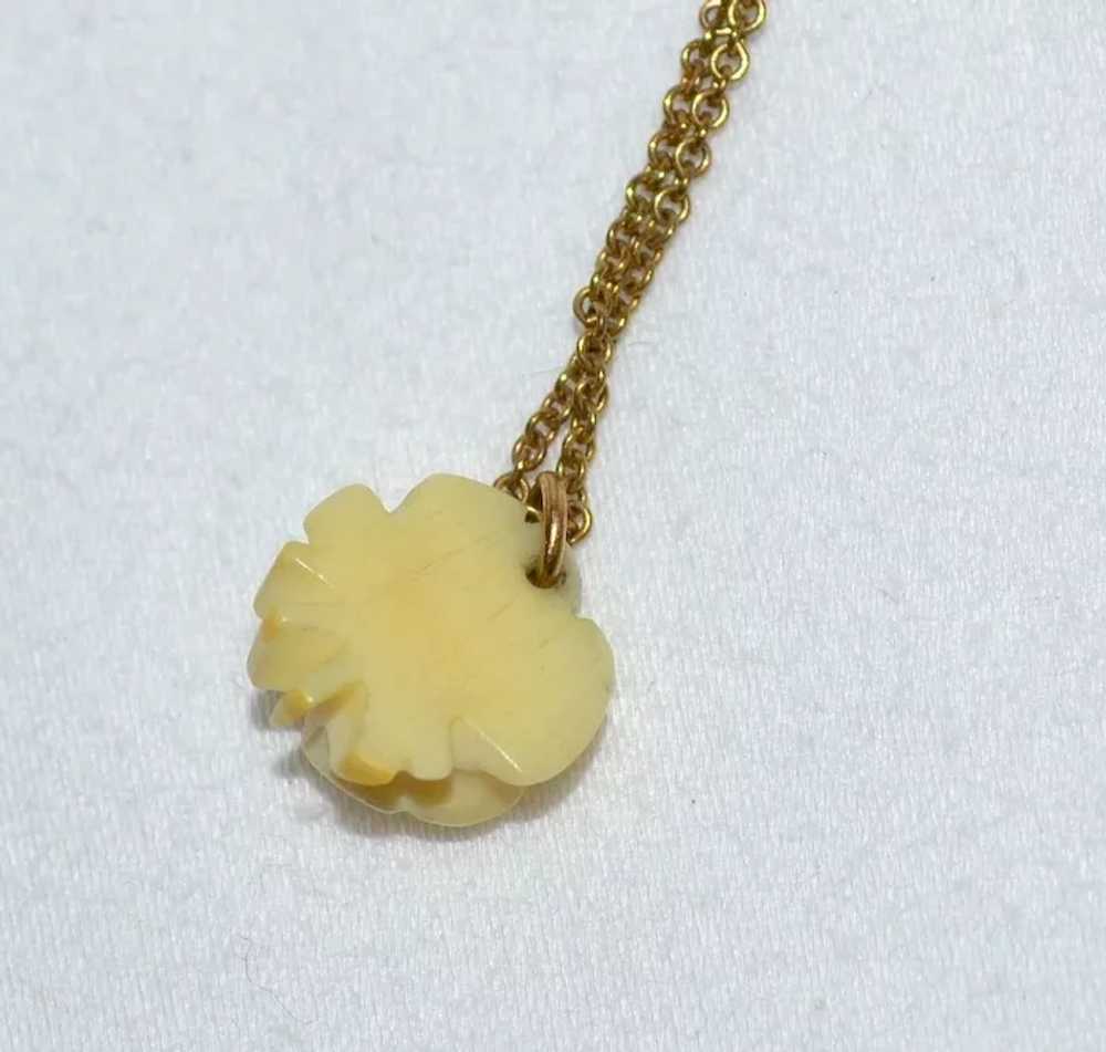 Speidel 12KT GF Celluloid Rose Pendant Necklace - image 7