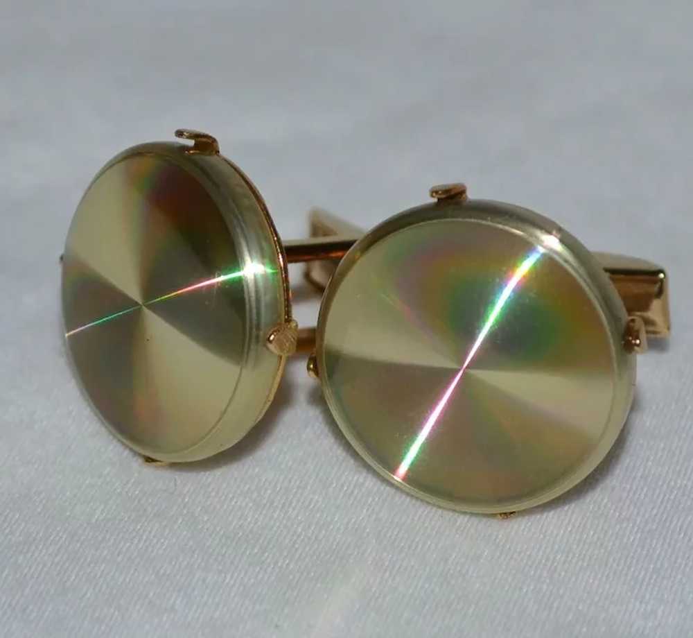 1960s Diffraction Jewel Cuff Links & Tie Tac Set … - image 2