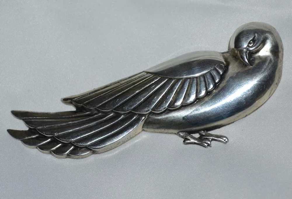Rare 1940s Huge CORO STERLING Signed Dove Brooch/… - image 2