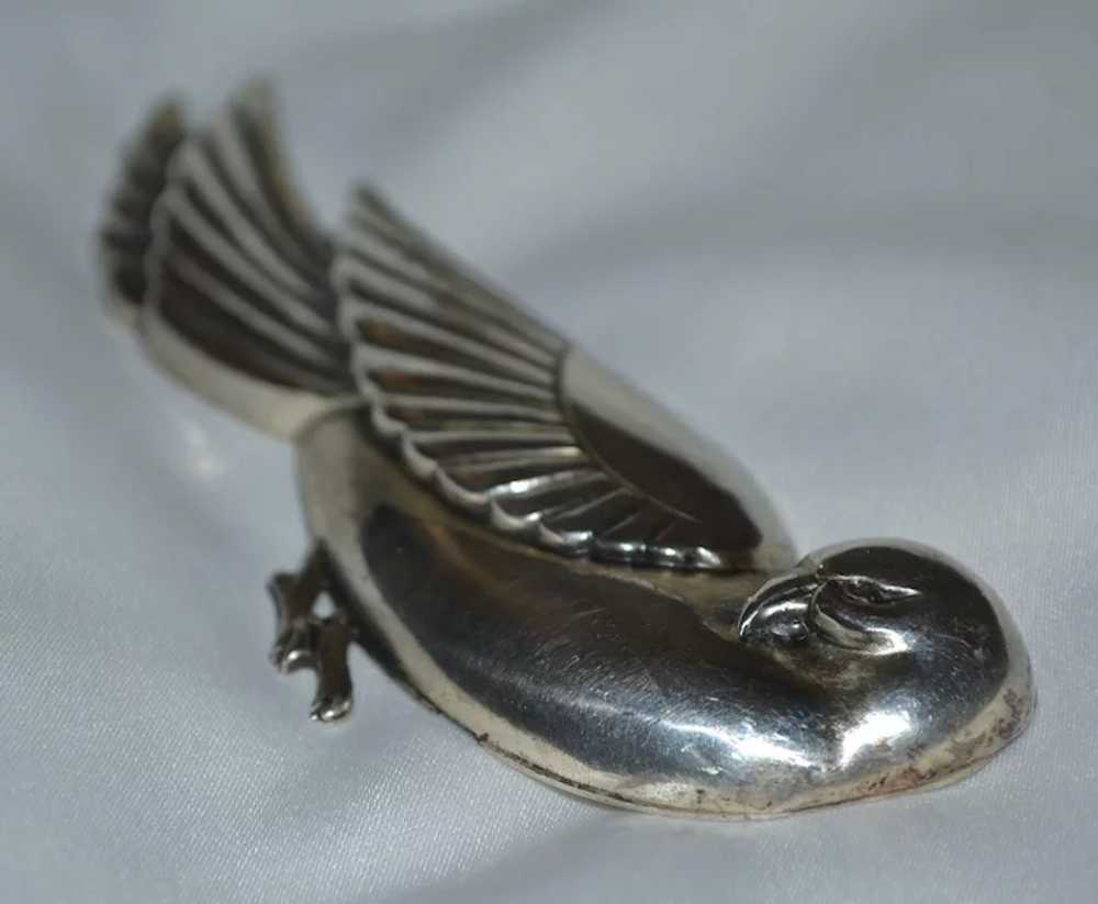 Rare 1940s Huge CORO STERLING Signed Dove Brooch/… - image 3