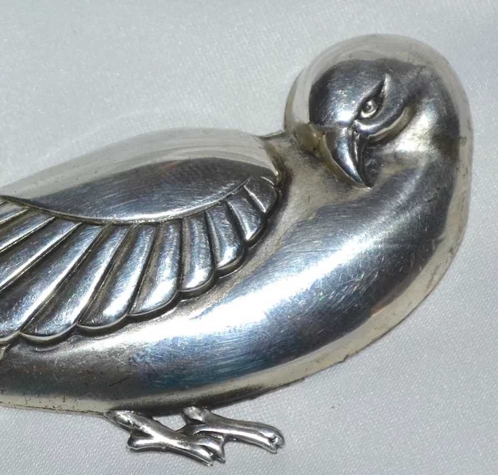 Rare 1940s Huge CORO STERLING Signed Dove Brooch/… - image 4