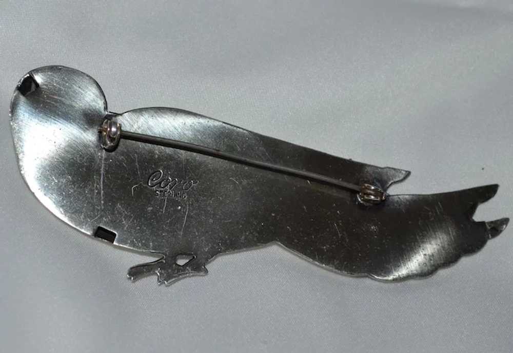 Rare 1940s Huge CORO STERLING Signed Dove Brooch/… - image 7