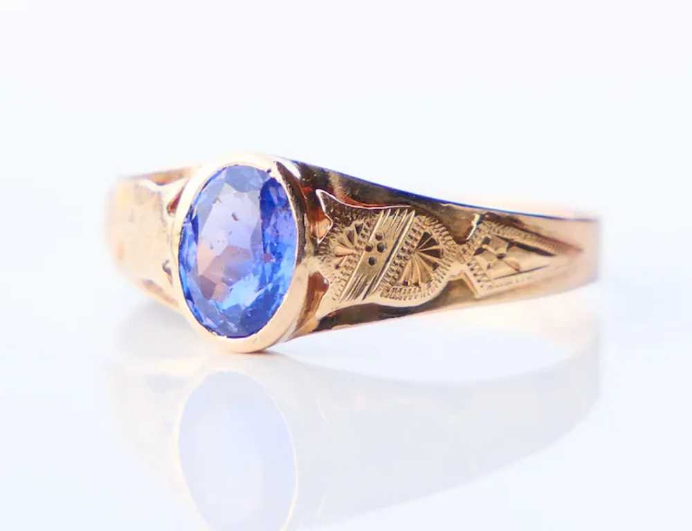 1916 Nordic Ring 1ct Bi-color natural Sapphire Bl… - image 2